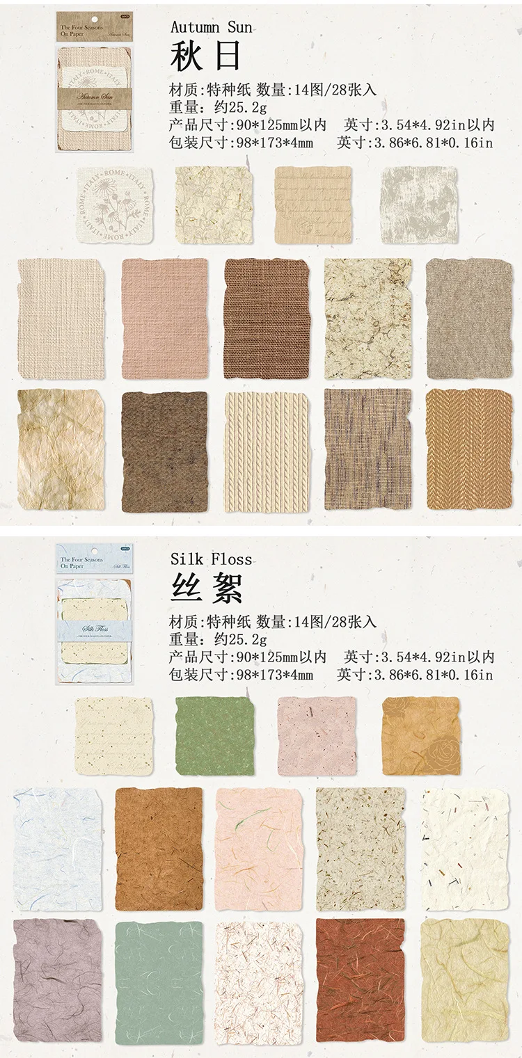 28 Stück Vintage 3D-Texturmaterial Papier für Planer, dekoratives Tagebuch, Scrapbooking, Hintergrundpapier, handgefertigtes Bastelzubehör – Detail 9