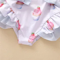 Baby Girls Swimwears Summer Bikini Set Sun Protection Kids Cute Floral Toddler Learn Swimming Suits One-Piece Sunbeach Swimsuits 4