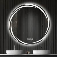 Anti-fog LED Bathroom Mirror Circle Backlit HD Wall Mounted Vanity Mirror Shatterproof 3 Colors Lights Adjust 2