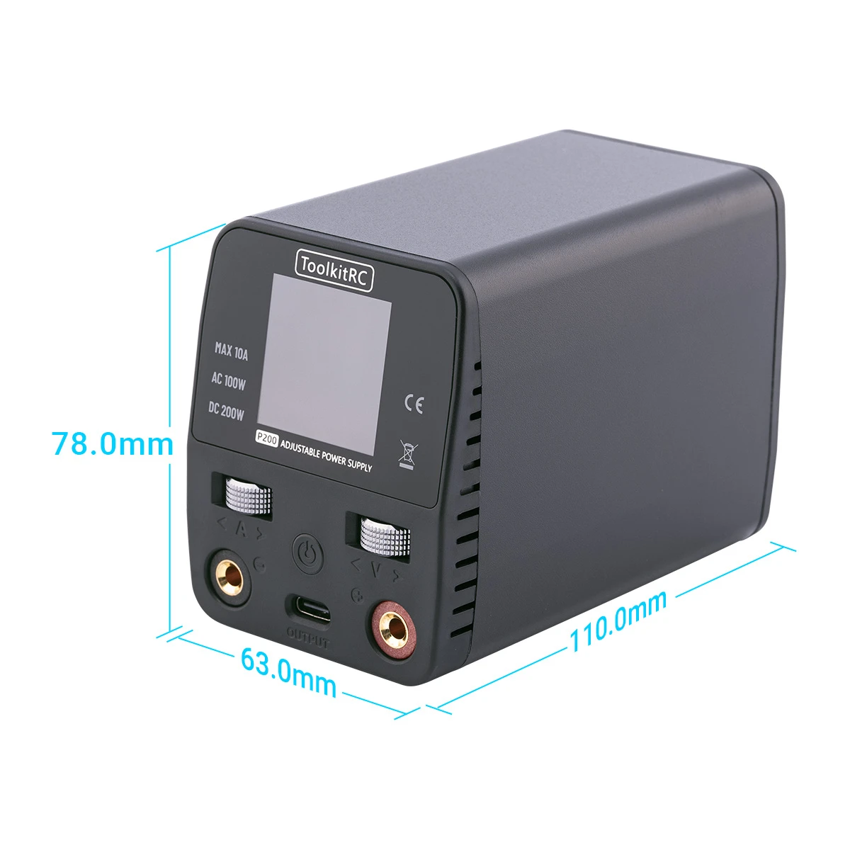 ToolkitRC P200 V2 Mini GaN Adjustable Desktop Power Supply Adapter AC100W DC200W Type-C Output Compatible Charger thumbnail 3