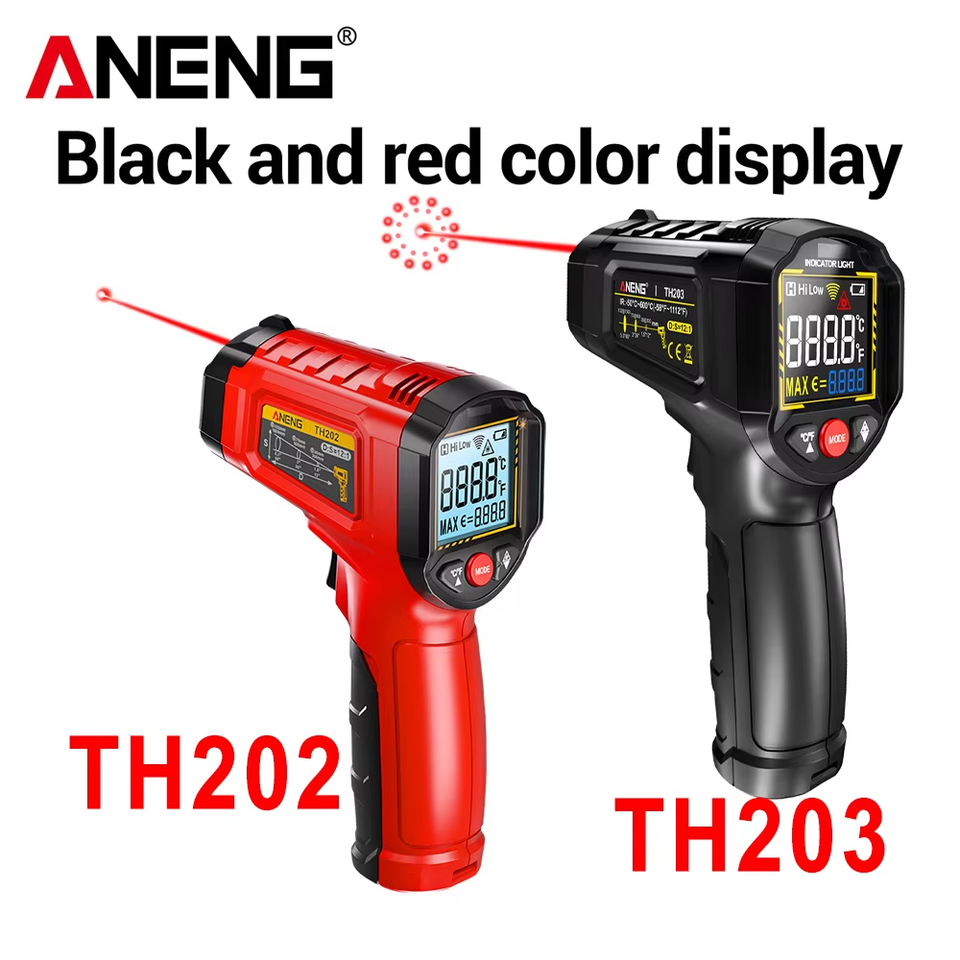 ANENG TH202/TH203 Infrared Thermometer -50~600â Industrial Grade Smart Temperature Gun VA Reverse Color Screen Pyrometer Tester