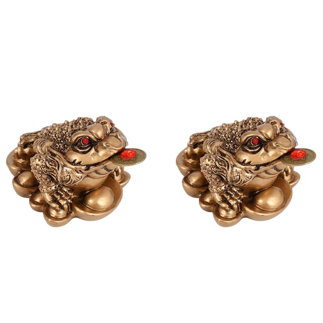2X Kínai Feng Shui Pénz Szerencsés Szerencse Béka Varangy Érme Otthoni Dekoráció Iroda Ajándékok Bronz
