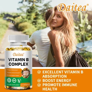 DAITEA - Vitamin B Complex Capsules - B12, B1, B2, B3, B5, B6, B7, B9, Folic Acid and Biotin - Reduce Stress, Boost Immunity 3