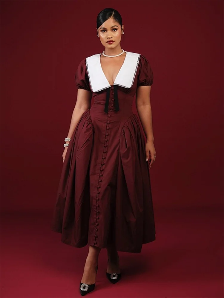 Wmstar Long Dresses Women Sexy V Neck Short Sleeve Sweet Dress Elegant New in Summer Fashion Street Wear Wholesale Dropshipping