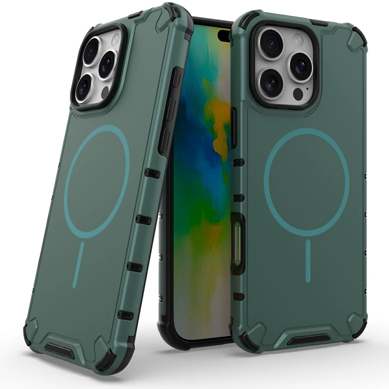ELVEV Magnetic Anti-Drop Corrugated Texture Phone Case with Soft TPU Lens Protection