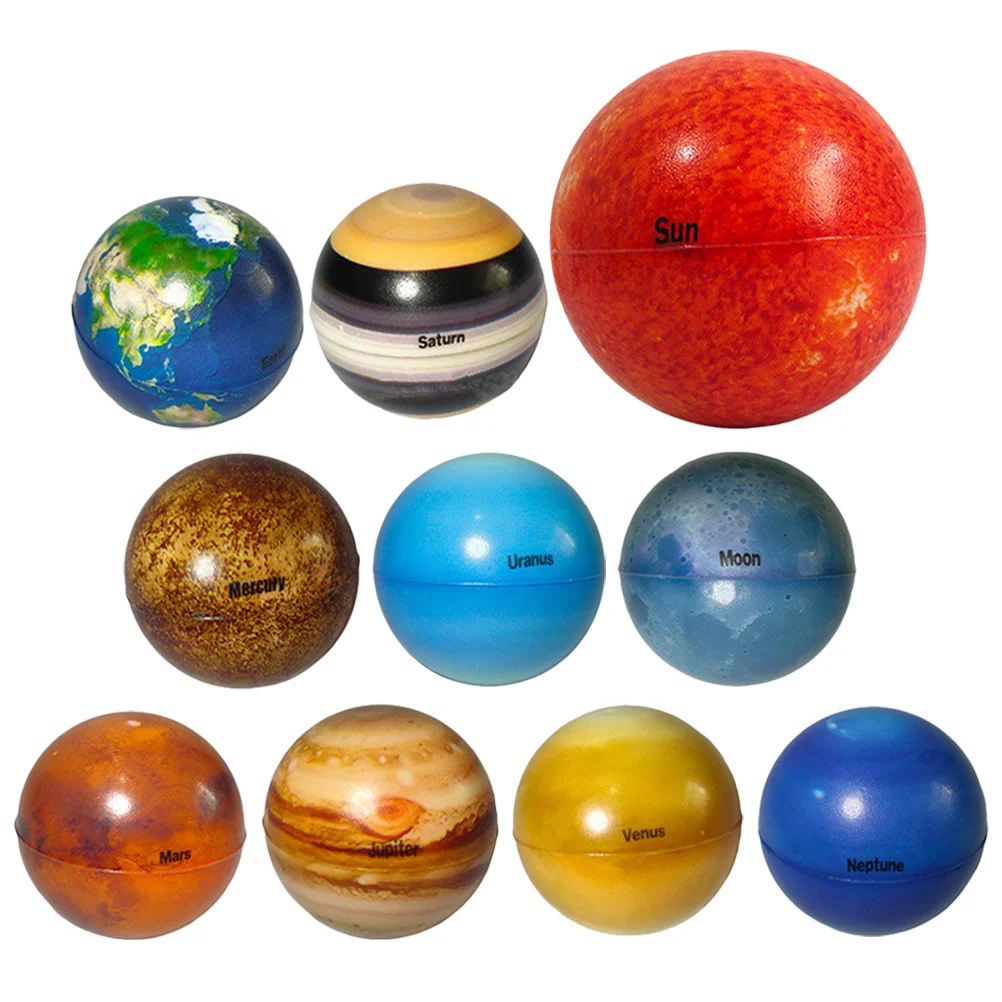 10 Pcs Bouncy Ball Planet Balls Anti-stress Funny Toys Decompression Pu  Planets Kids Solar System For - AliExpress