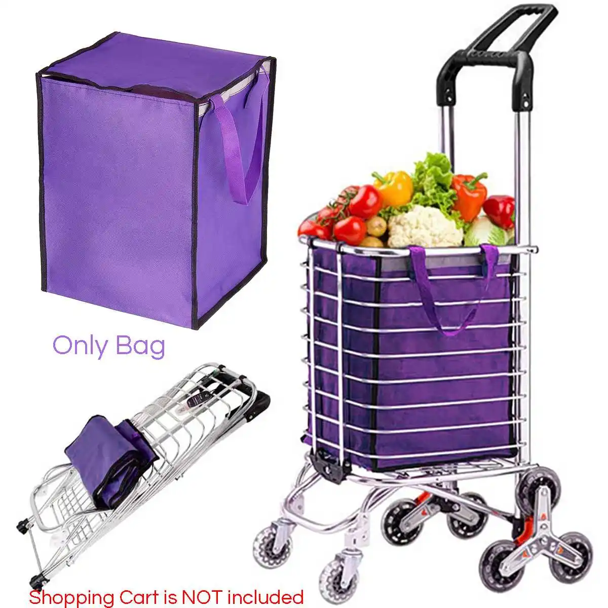Shopping Trolley Bag Portable Folable Tote Bag Shopping Cart Grocery Bags With Wheels Rolling