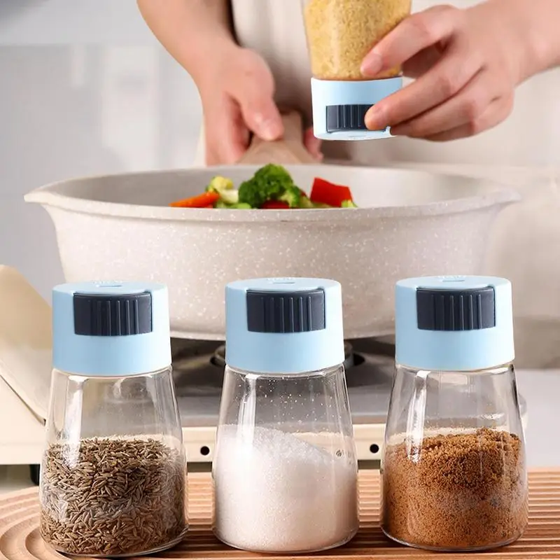 Spice Shaker Spice Shaker Set Quantitative salt shaker control salt shaker jar sprinkle tool Dust-proof Seal Transparent Kitchen seasoning bottle