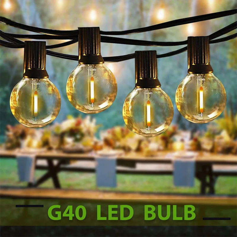 

23M Festoon LED Globe String Fairy Light G40 Outdoor For Christmas Wedding Lights Decorative Garland Lamp Street Patio Backyard