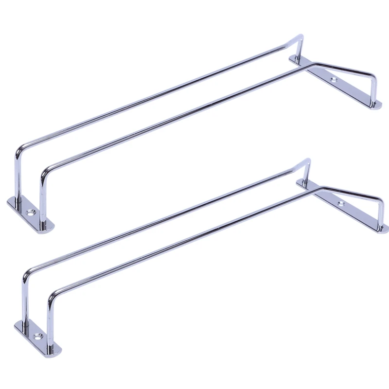 

Hot 2X Glass Wine Champagne Cup Hangers Rack Holder With Screws (Silver)