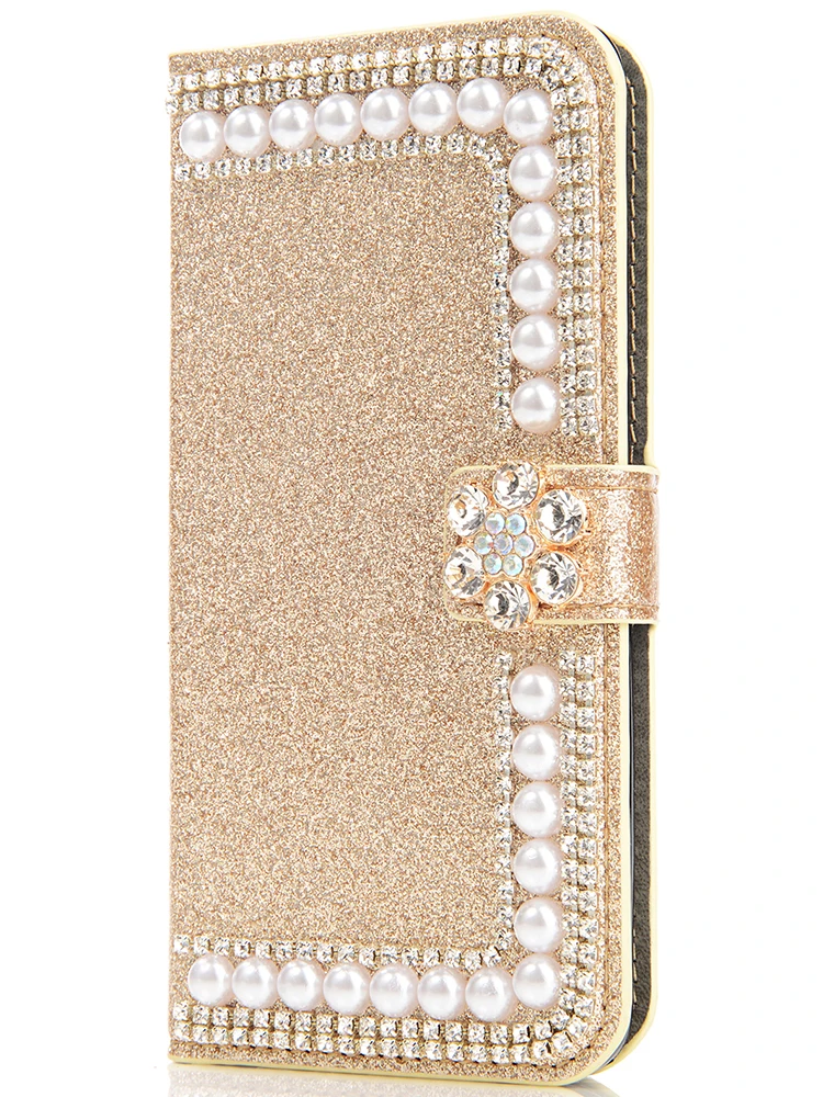 Sparkling Glitter Wallet Phone Case with Card Holder Slots