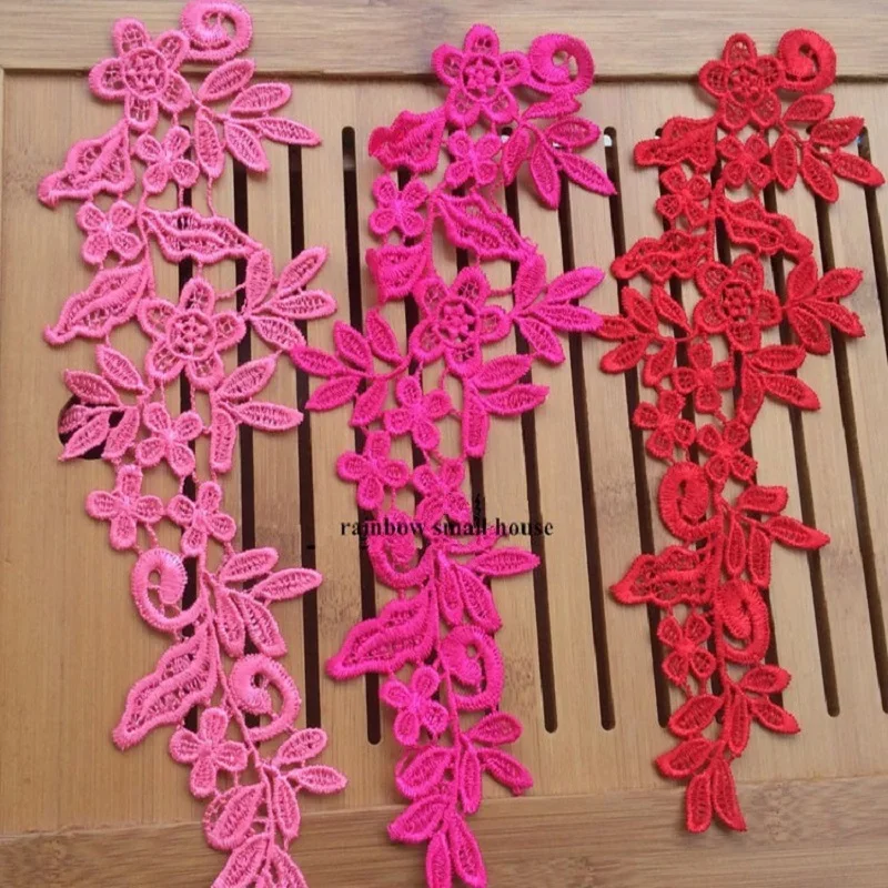 4 Pieces/2 Pairs 15 Colors Available Beautiful Fabric Venise Sewing Lace Applique Lace Collar Trim 25X9cm DIY Craft-ZC