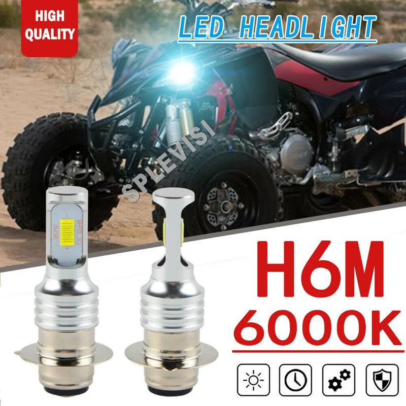 2x HID White LED Headlight Bulbs Replace hologen For Yamaha Raptor 350 660R 700 700R YFM350R YFM660R ATV UTV