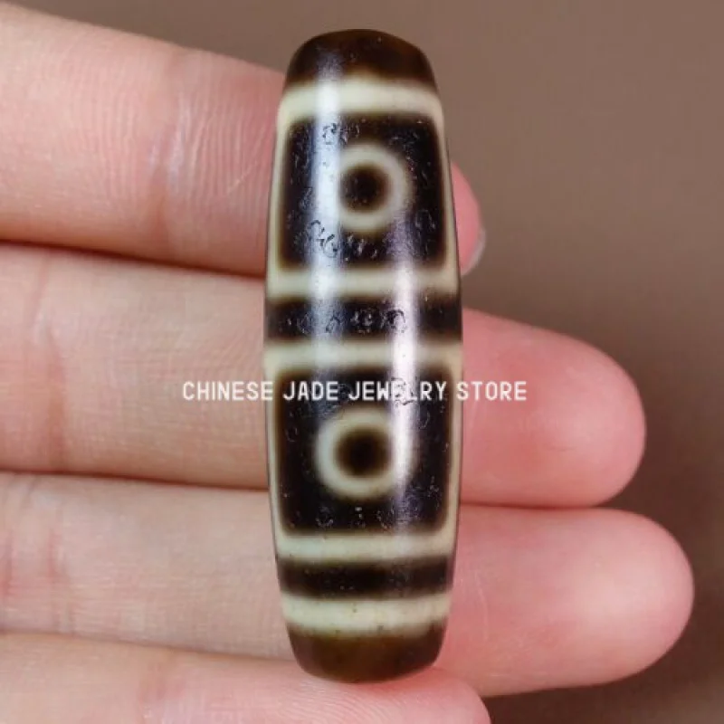 

Ancient Tibetan DZI Beads Old Agate Lucky 4 Eye Totem Amulet Pendant GZI #765