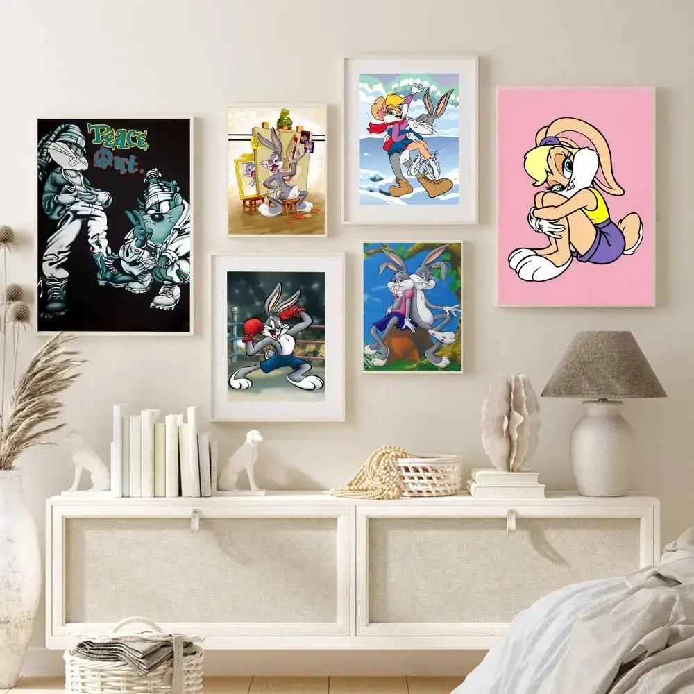 

Funny cool Rabbit Poster Self-adhesive Art Poster Retro Kraft Paper Sticker DIY Room Bar Cafe Vintage Decorative Paint