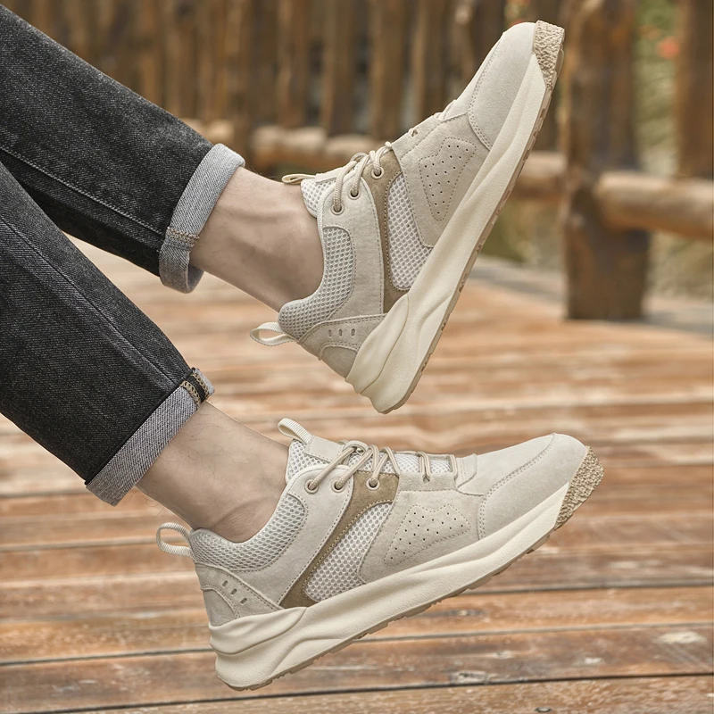 Herren Freizeitschuhe Aus Leder, Leicht Und Atmungsaktiv_voghion.com