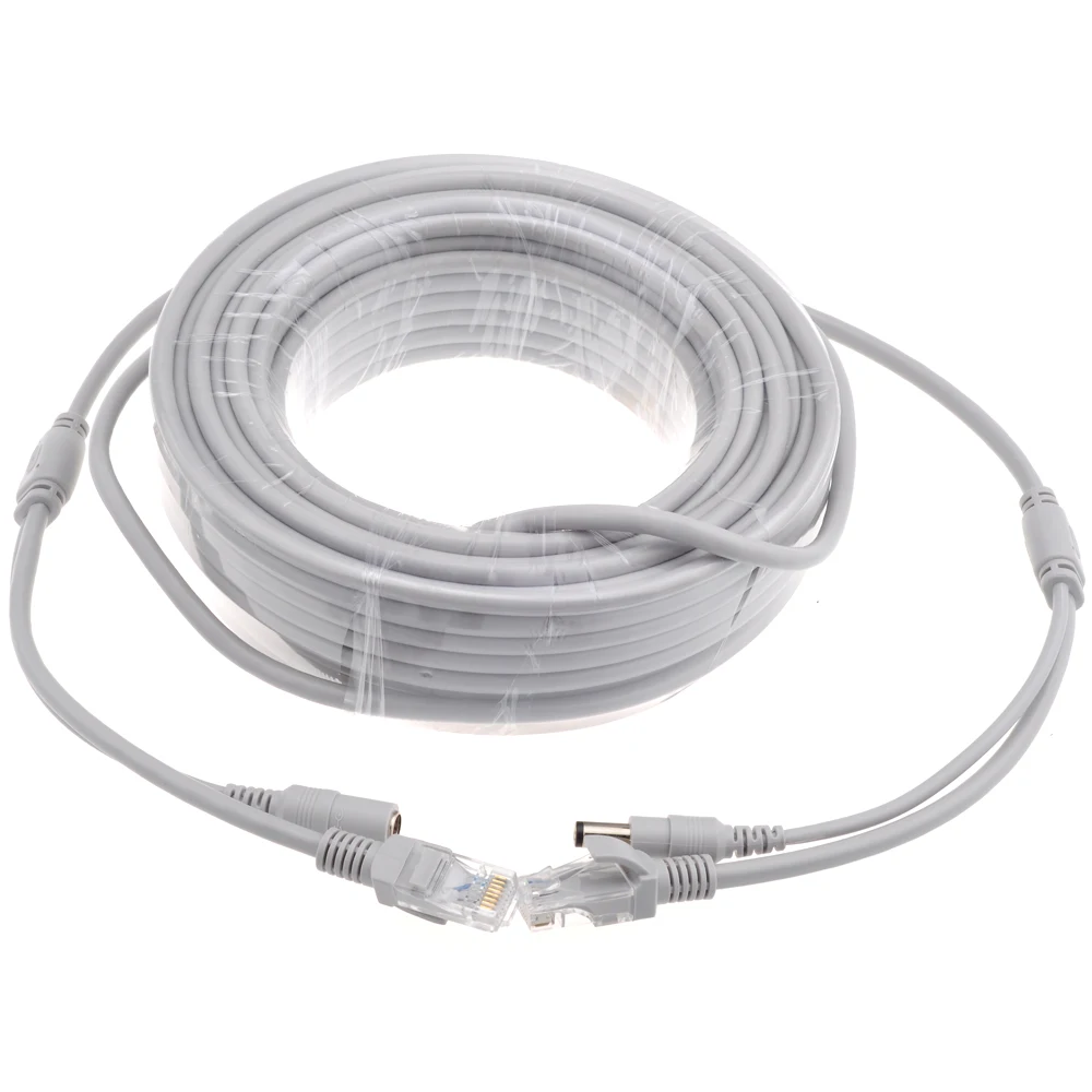 Premium Gray Ethernet LAN Cable with DC Power - Available in Multiple Lengths
