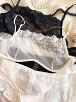Ensemble de Lingerie Sexy en dentelle brodée de fleurs pour femmes, soutien-gorge français Ultra-fin en maille transparente, décoration détachable, sous-vêtements en chaîne 5