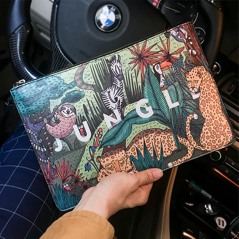 

Trendy Clutch Bag Bags Men Necessaire Men's Printed Man Messenger Envelope File Package Leather Hand Purse Ladies Male Mens Co
