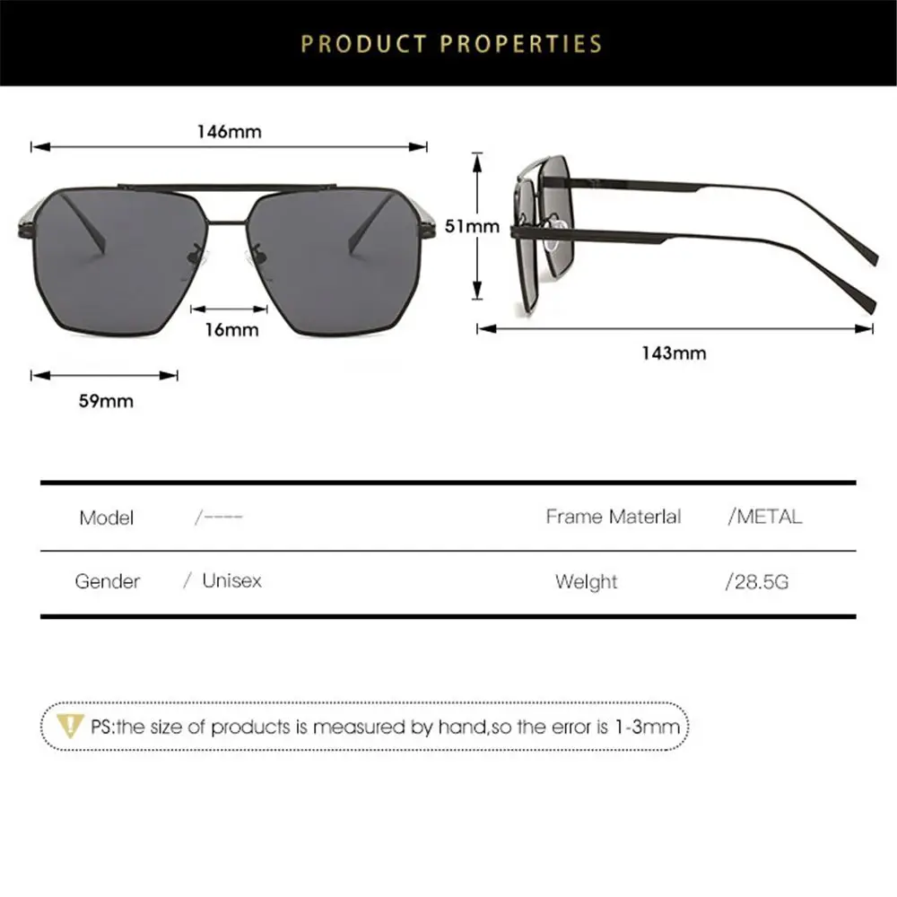 Oversized Polarized Sunglasses Trendy Womens Metal Polygon Sunglasses Mens Shades