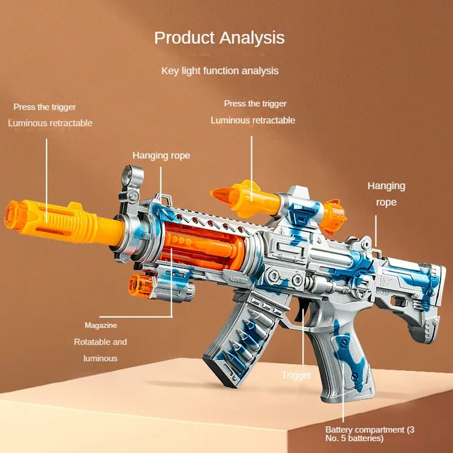 Children Electric Toy Gun Realistic Machine Submachine Gun Model Like Real Guns with Sound Light Effects Non-firing Kids Gifts 3