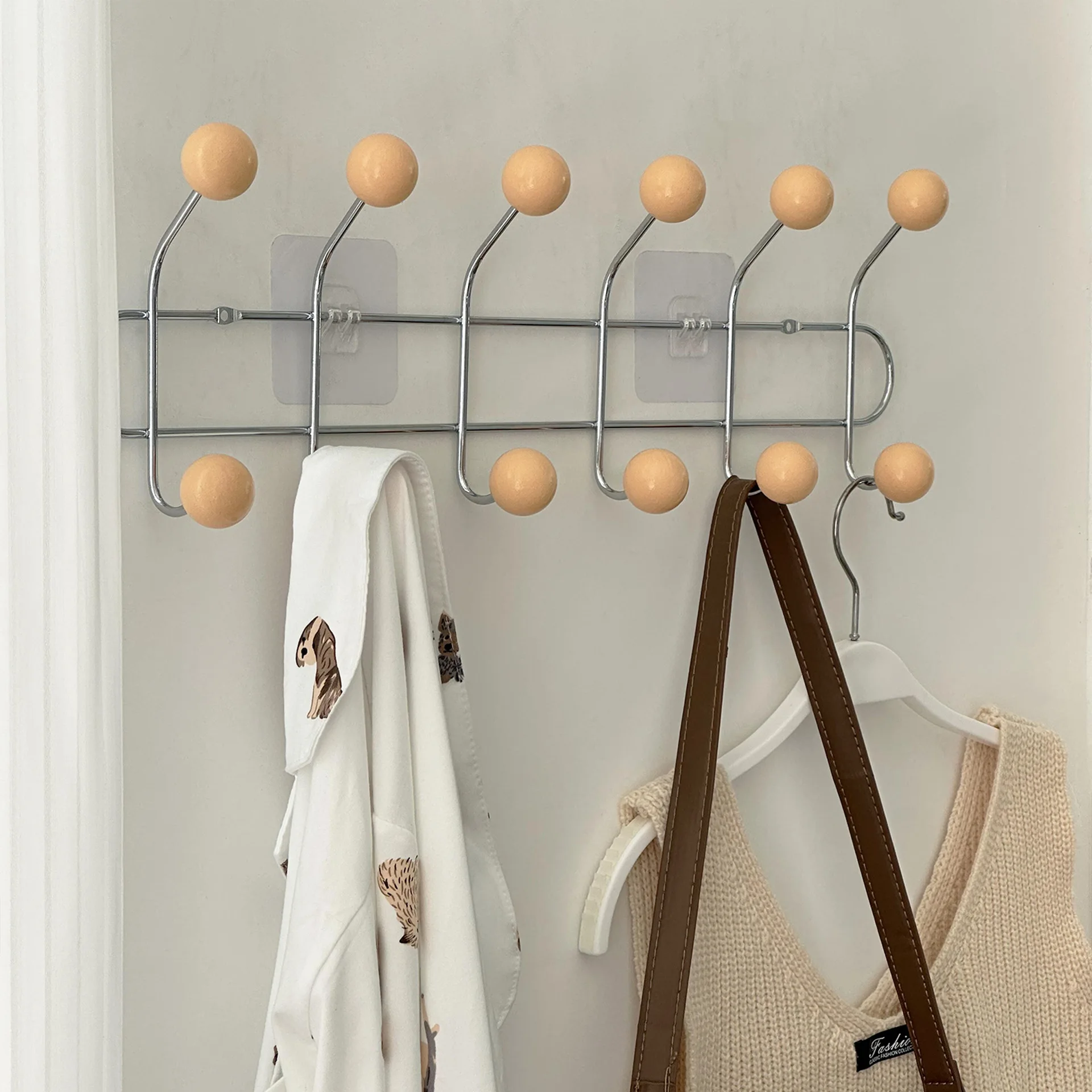 

Metal Wood Ball Wall Coat Rack and Hat Rack Multi-Function Mounted Hook Hangers for Livingroom Bedroom Decorative Hook Up Floor