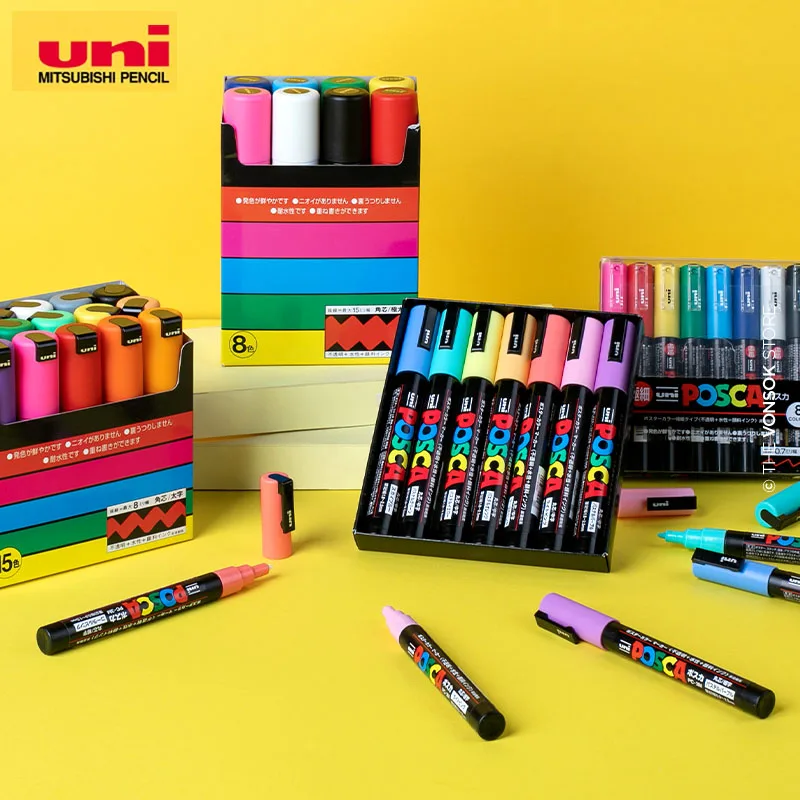 Japan Uni Posca Paint Marker Pen Set,PC-1M ,PC-3M ,PC-5M,PC-8K,PC-17K, 7 8  12 15 21 24 28 29 Colors Set, Non-Toxic Water-Based - AliExpress