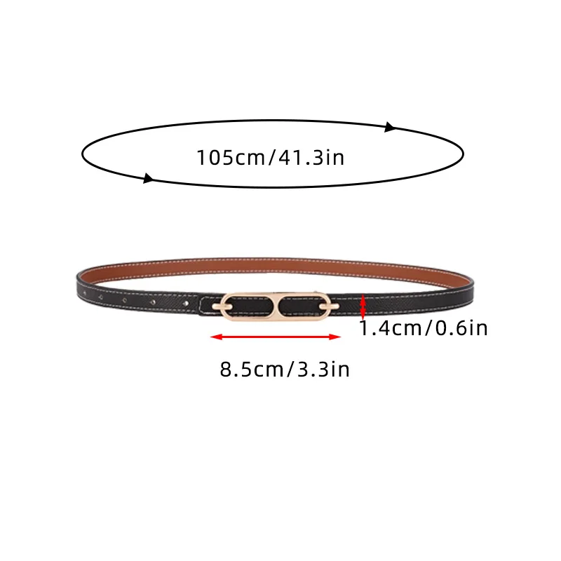 Double Sided PU Leather Belts Women Retro Metal Buckle Thin Waistband Female Dress Coat Pants Decorative Waist Straps