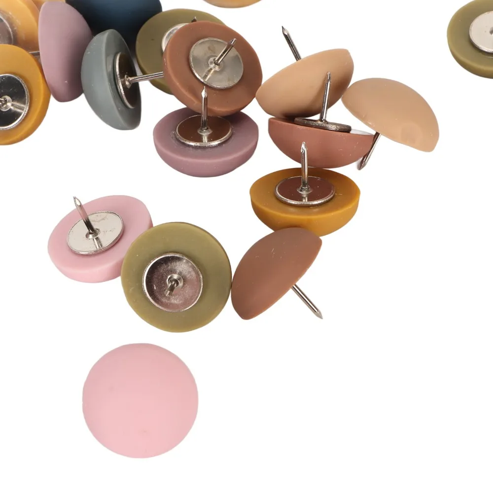 30Pcs 모란디 컬러 라운드 헤드 푸시 핀 반원형 헤드 매트 라운드 헤드 맵 핀 내구성 있는 장 라운드 헤드 푸시핀