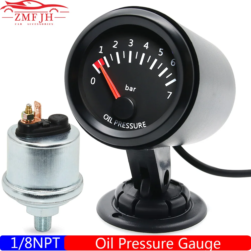 2 Inch 52mm Engine Oil Pressure Gauge - 0-100 PSI With 7-Color LED Backlight & 1/8 NPT Sensor
