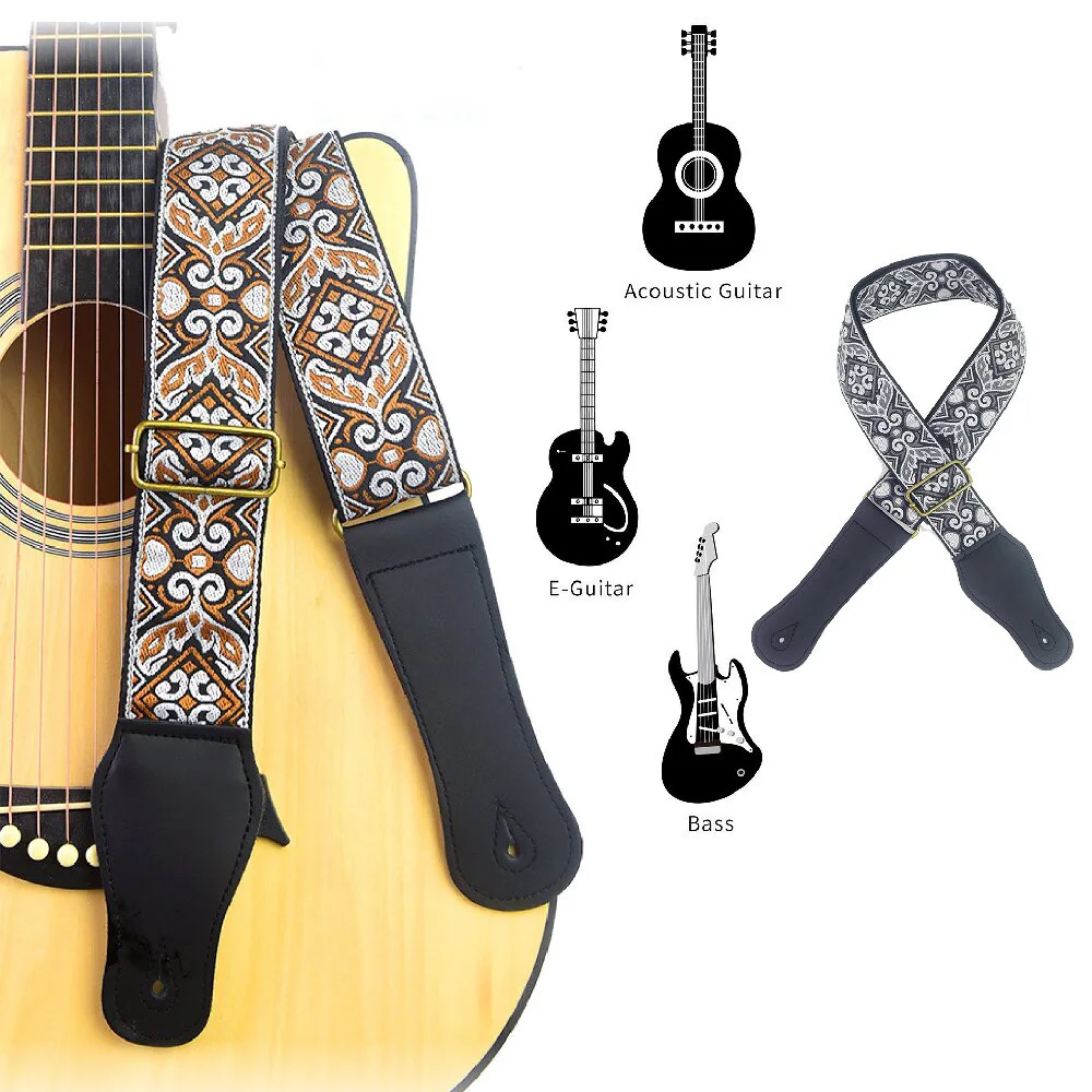 Embroidered Ethnic Style Adjustable Guitar Strap