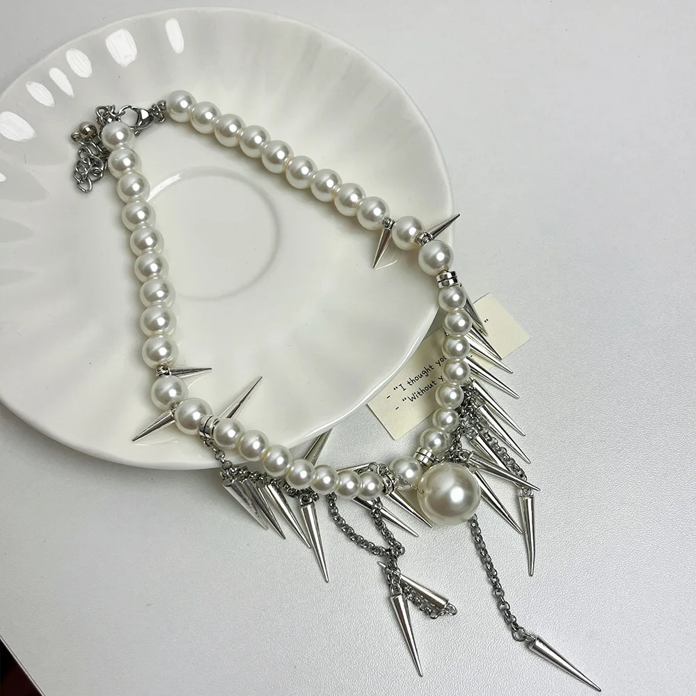 Silver Pearl Necklace Or Women Fashionable And Versatile Collarbone Chain Trend Jewelry Party Girls Accessories