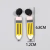 New Acrylic Apple Ruler Pencil Drop Earrings for Women Student Cartoon Crayon Box Printing Dangle Earring Teacher's Day Jewelry 2
