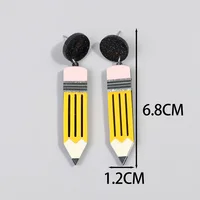 New Acrylic Apple Ruler Pencil Drop Earrings for Women Student Cartoon Crayon Box Printing Dangle Earring Teacher's Day Jewelry 2