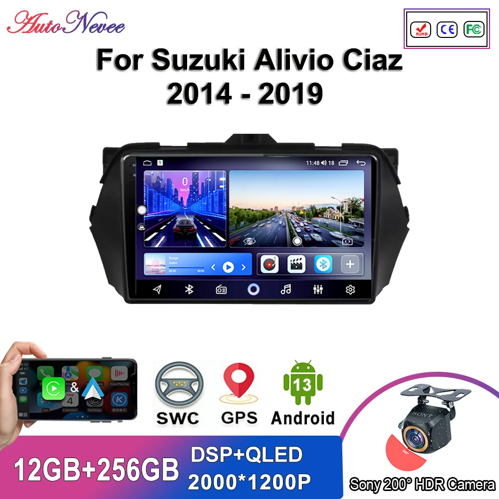 

Android 13 для Suzuki Alivio Ciaz 2014 - 2019 автомобильный Dvd Авторадио Стерео мультимедийный плеер GPS навигация высокопроизводительный ЦП