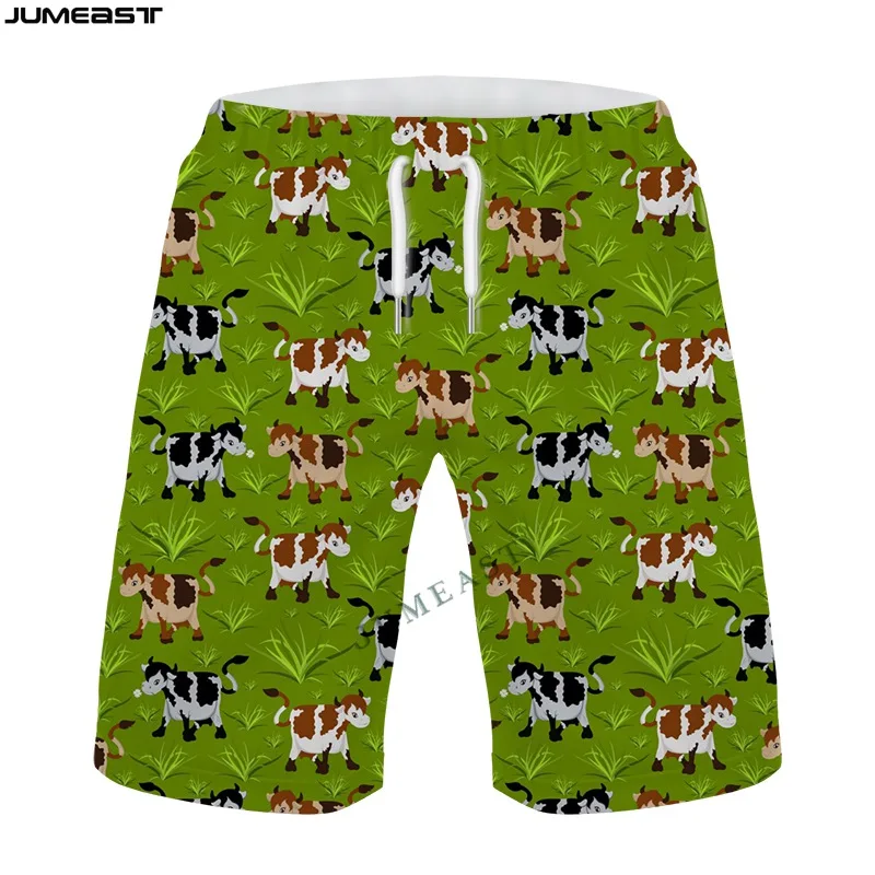 Jumeast Men Women 3D Oversized Animal Cow Farm Streetwear 6XL 7XL Shorts Trunks Board Shorts Beach Casual Sweatpants Short Pants