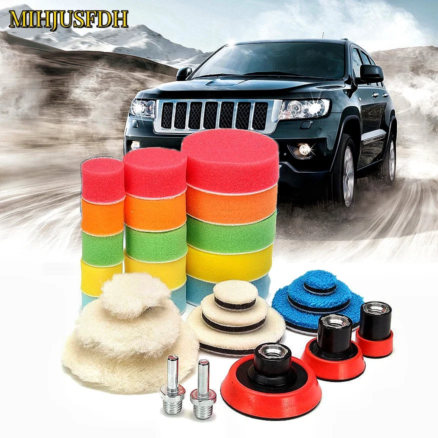 11/29pcs Car Polishing Foam Drill Polishing Dics Kit 1.2/2/3 Inch Hardening curvature ing Pads Wool Sponge Set Kit M14 car polishing pad car polish pad polishing sponge set polishing wheel disc polishing wheel kit