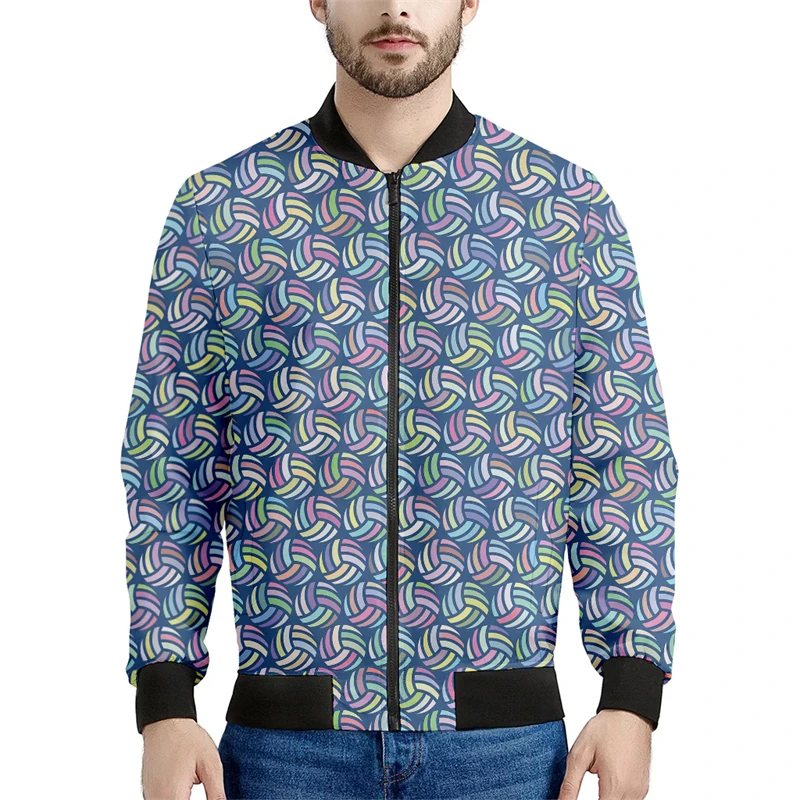 thumbnail image 1 of Nueva chaqueta con estampado de voleibol en 3D para hombre, moda de primavera y otoño, chaquetas de bombardero de manga larga, tendencia informal, abrigo transpirable de gran tamaño, 1 of 4
