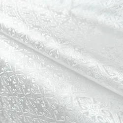 Elegant Vintage Floral Damask Silk Satin Brocade Jacquard Fabric for Sewing and Upholstery (WHITE)