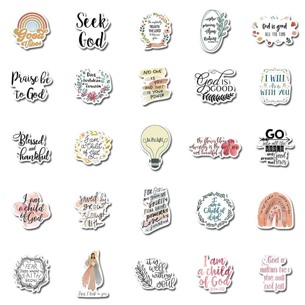 50 PCS Jesus Christians Prayer God's Blessing Stickers Gifts for Bible  Journaling Laptop Luggage Guitar Lovely Waterproof Decals - AliExpress