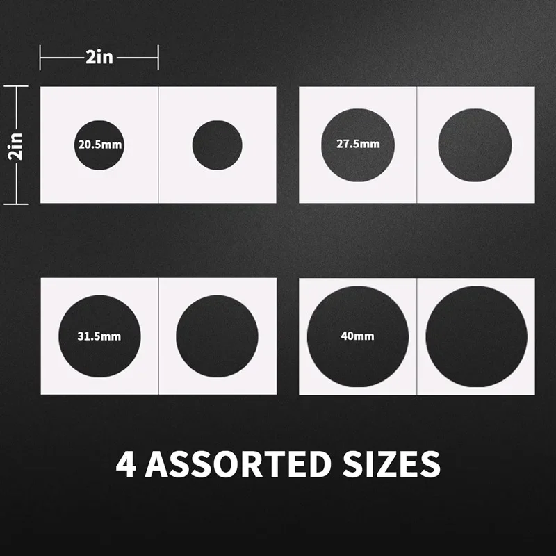 Coin Pocket Pages Coin Holder Collectors 200 Pockets 4 Size Collection 20.5/27.5/31.5/40mm 10 Sheets