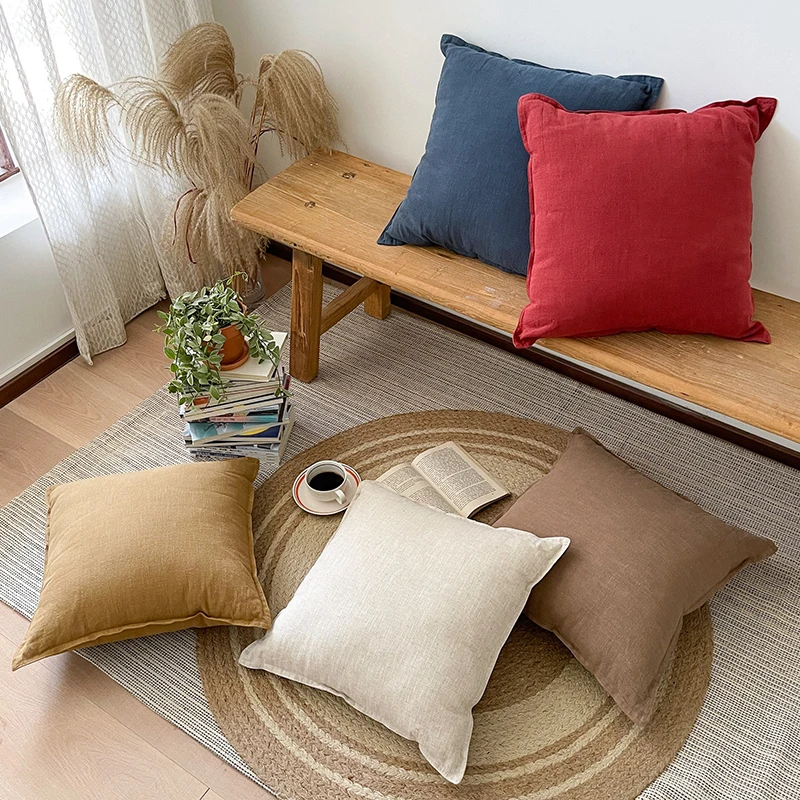 Thicken Cotton Linen Sofa Cushion Cover Decoration Throw Pillow Cover Waist Pillowcase Pillows for Sofa Bed Chair Couch Decor 5