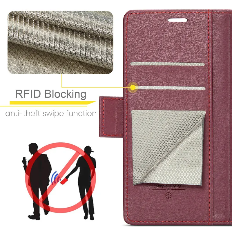 Luxury CaseMe Flip Stand Leather Wallet Phone Case with Card Slots and Book-Style Back Cover