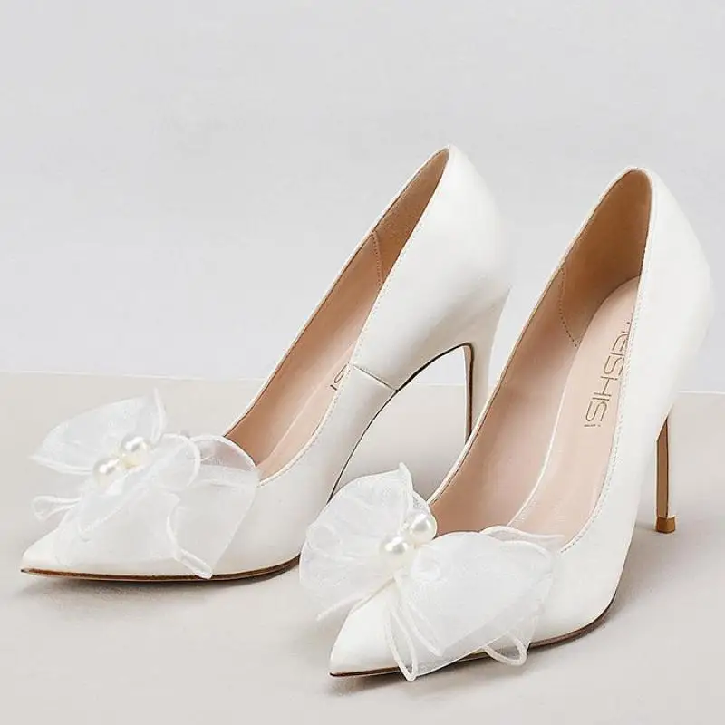 

Wedding Women Pumps 6CM/8CM/10CM Thin High Heels Pointed Toe Novelty Classics British Style Butterfly-knot Shoes For Women New