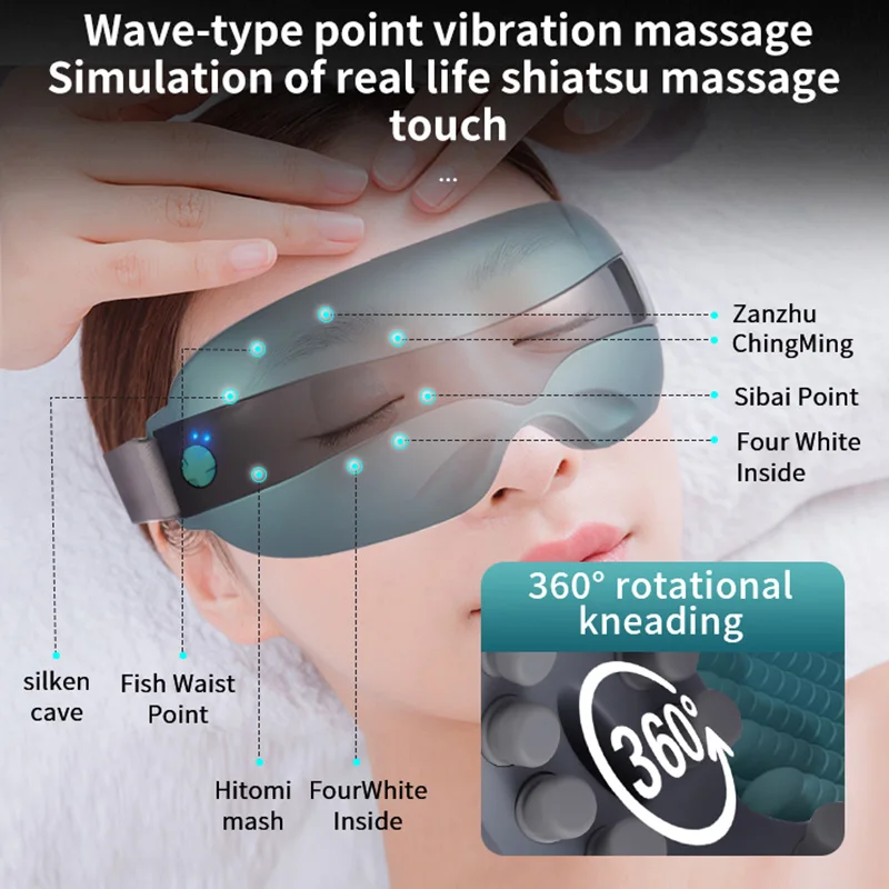 Eye Massager 16 Massage Head Bluetooth Music Migraines Relax Reduce Eye Strain Dark Circles Improve Sleep Ideal Gifts Women Men - Image 3