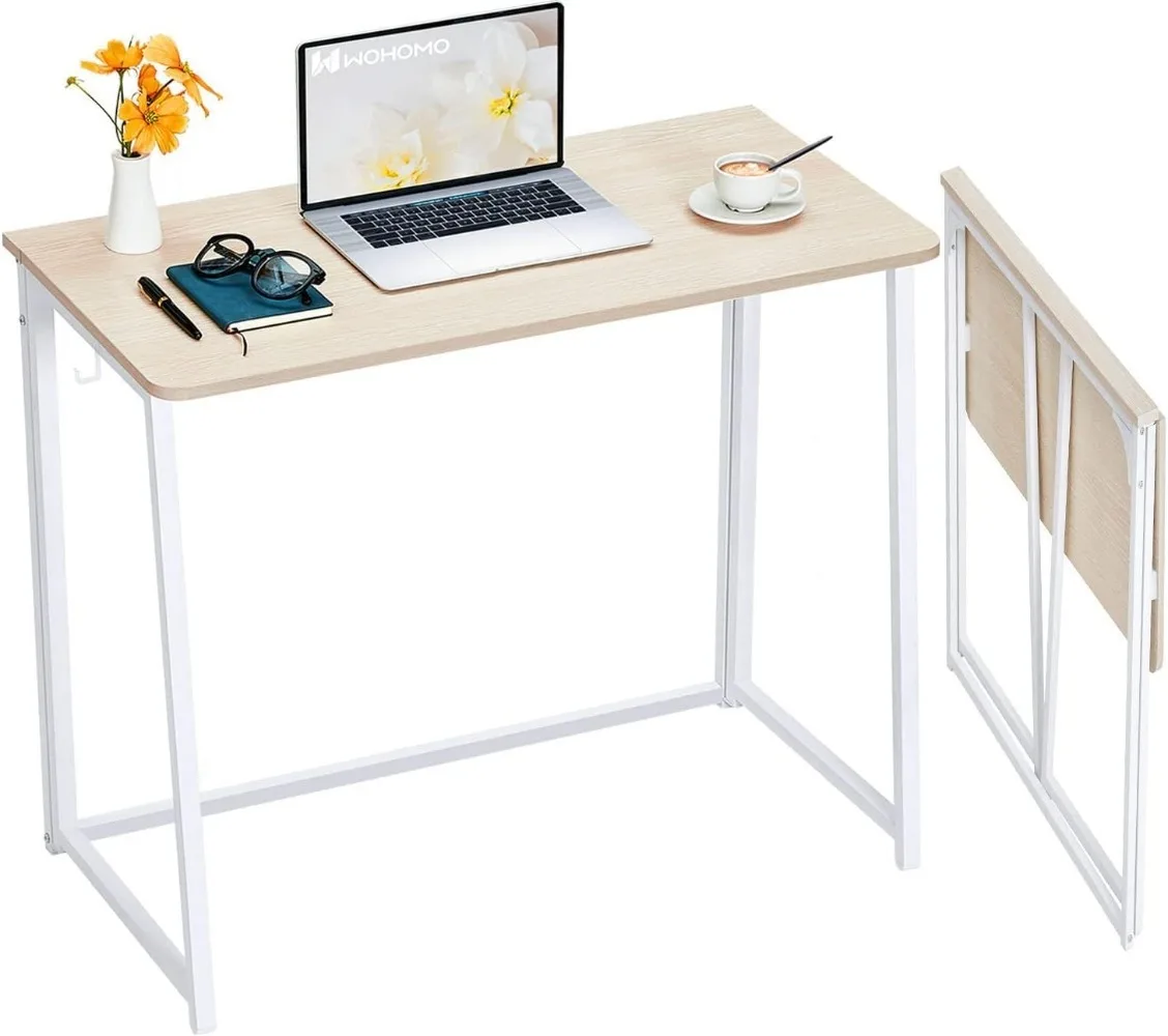 

WOHOMO Folding Desk, Small Foldable Desk 31.5" for Small Spaces, Space Saving Computer Table Writing Workstation for Home Office
