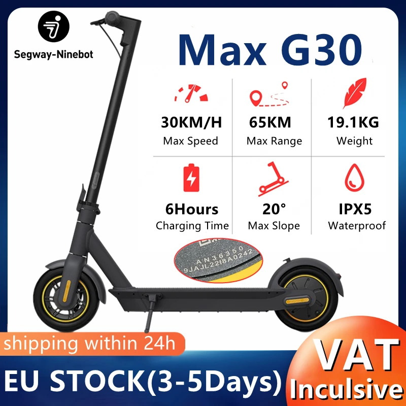 Eu Stock Ninebot Max G30 Scooter Elettrico Aggiornamento Motore 30 Km/H Originale Ninebot Da Segway G30 G30P Kickscooter 65Km Skateboard