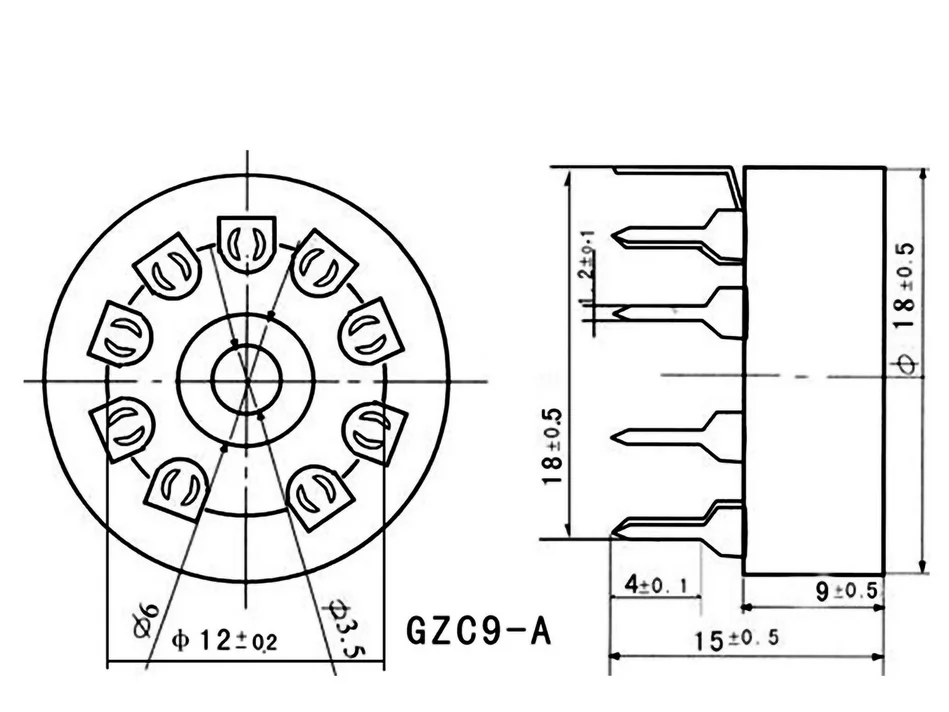 9Pin B9A Rohr Buchse PCB Mount B9A Keramik Ventil Buchse Für 12AX7 12AU7 ECC82 5670 E88CC ECC83 Vintage Verstärker DIY Projekt – Detail 1