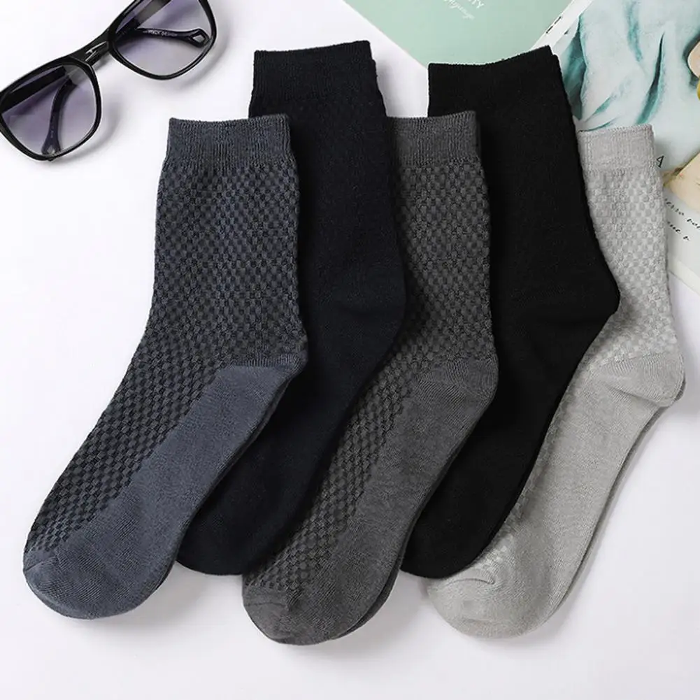 

Cotton Socks Super Soft Men's Medium Tube Socks Elastic Breathable Moisture-wicking Winter Warmth Solid Color Comfort for 3