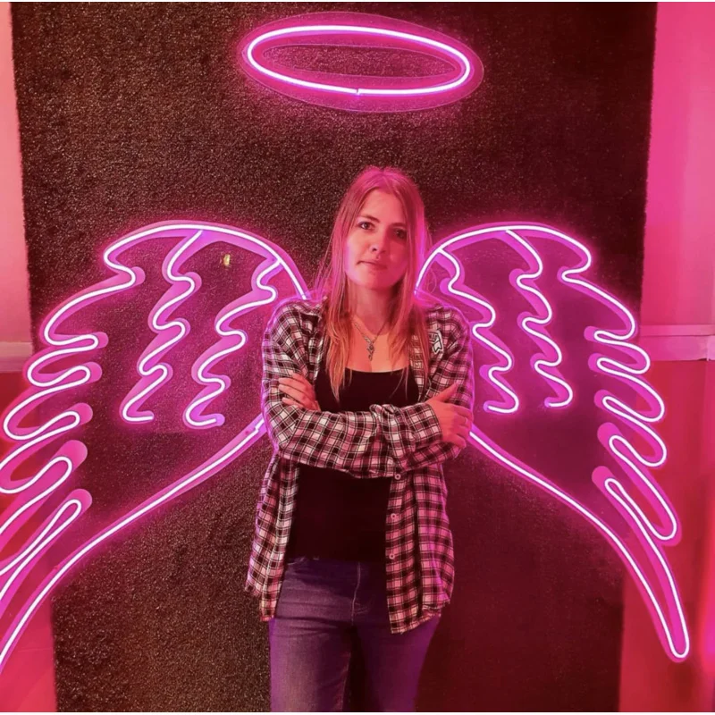 Custom , Custom Acrylic Colorful LED Neon Light Wings Indoor And Outdoor Photograph Decoration Neon Sign led neon heart mirror sign with pink light makeup mirror girls room decoration lights atmosphere night lamp usb battery powered